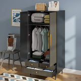 Armoire Wardrobe Closet, Closet Wardrobe Cabinet with Drawers and Hanging Rail for Bedroom, White