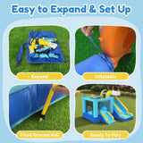 Mukidy 114''x 114'' x 92.5'' Inflatable Bounce Houses for Kids 3-10 with Blower Double Slide and Ball Pit/Indoor Bouncy House, PVC, Child, Teen, Toddler��Blue