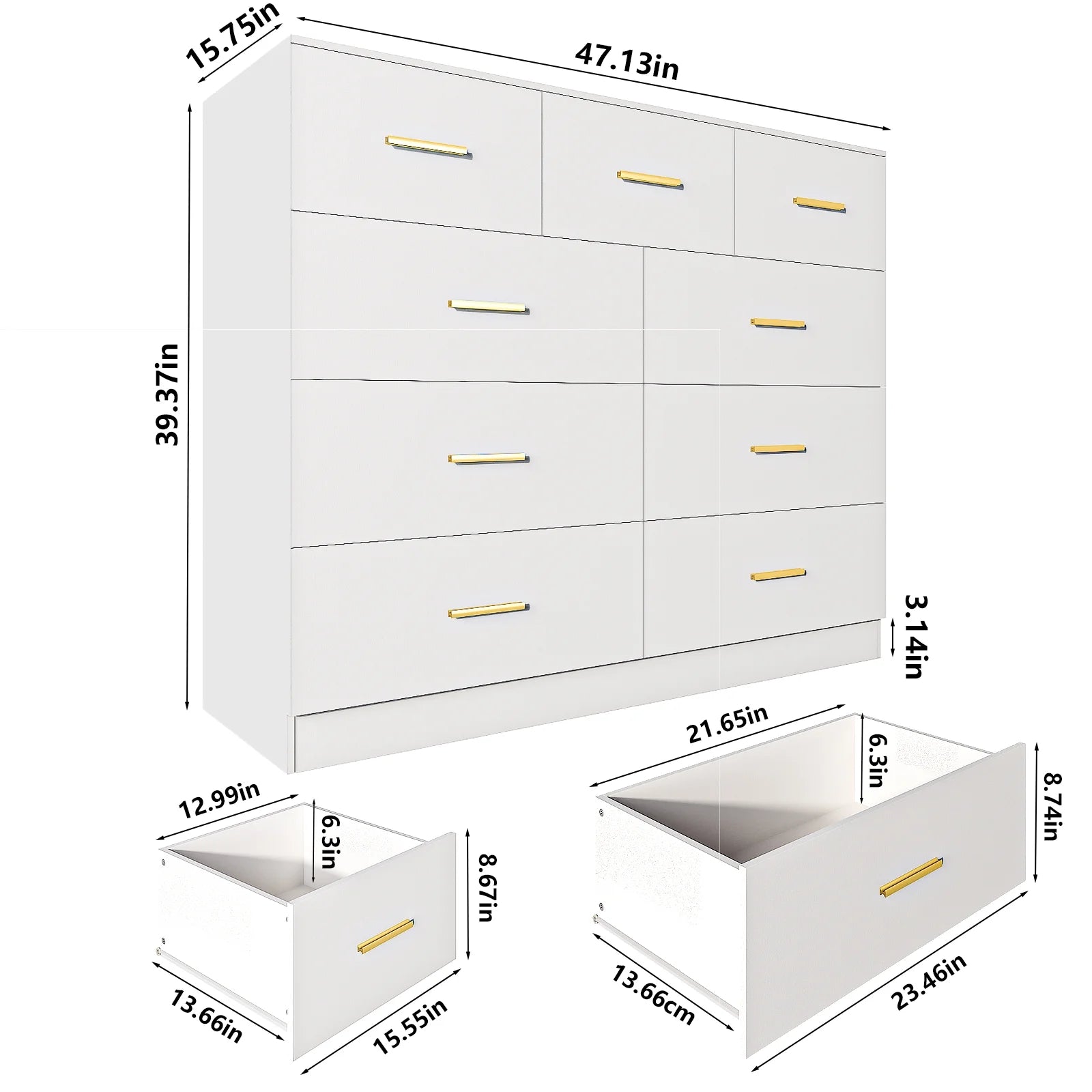 Ktaxon 6 Drawer Double Dresser Wood Dresser Storage Cabinet Drawer Organizer Chest Of Drawers, White