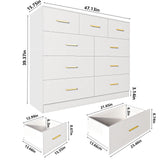 Ktaxon 6 Drawer Double Dresser Wood Dresser Storage Cabinet Drawer Organizer Chest Of Drawers, White