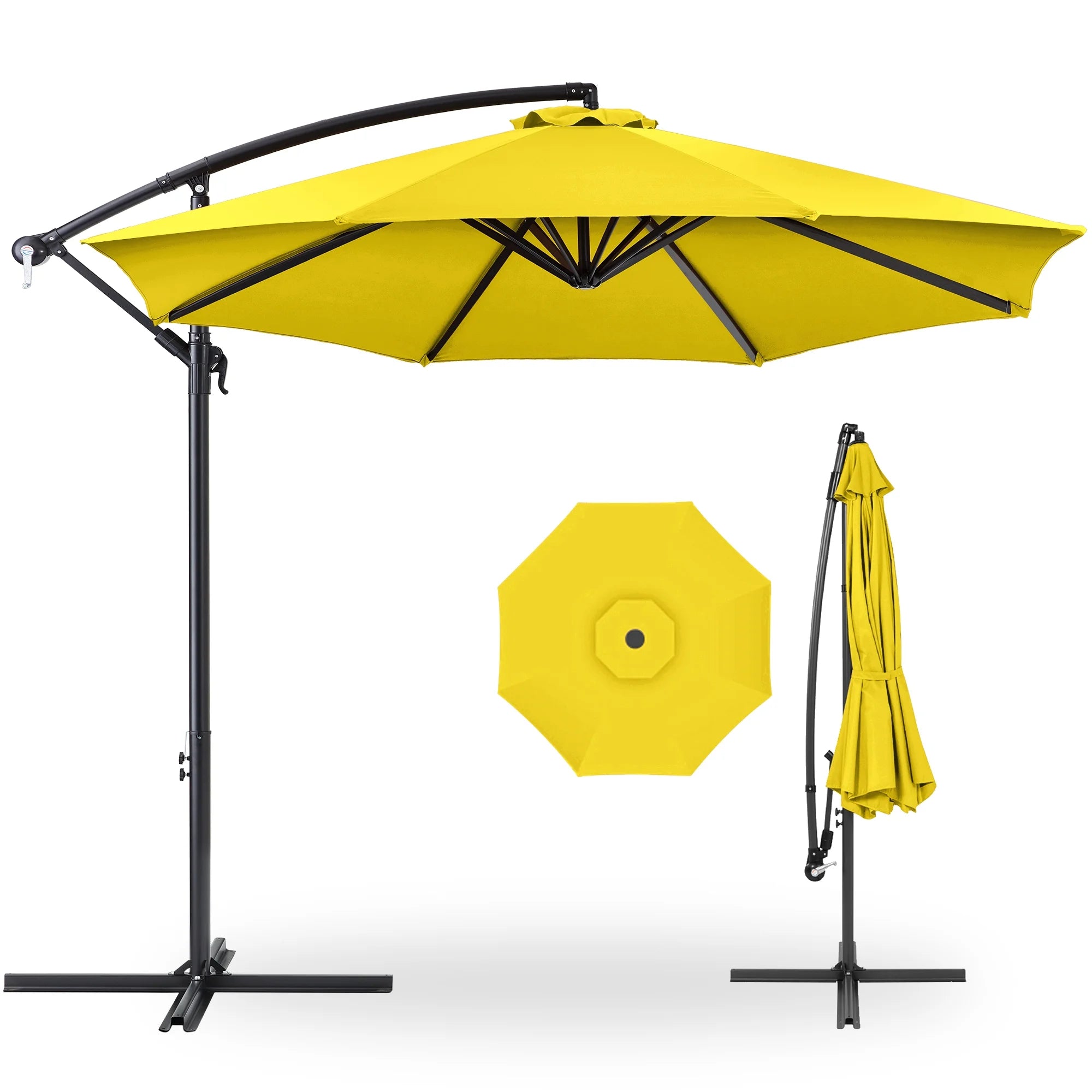 Best Choice Products 10ft Offset Hanging Outdoor Market Patio Umbrella w/ Easy Tilt Adjustment - Tan