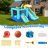 Mukidy 114''x 114'' x 92.5'' Inflatable Bounce Houses for Kids 3-10 with Blower Double Slide and Ball Pit/Indoor Bouncy House, PVC, Child, Teen, Toddler��Blue