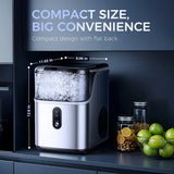 Simzlife Nugget Ice Maker Countertops, 35.9lbs Per Day Portable Pebble ice machine, Crushed Sonic ice maker with Soft Chewable Ice for Home, Party, RV, Camping, Stainless Steel Silver