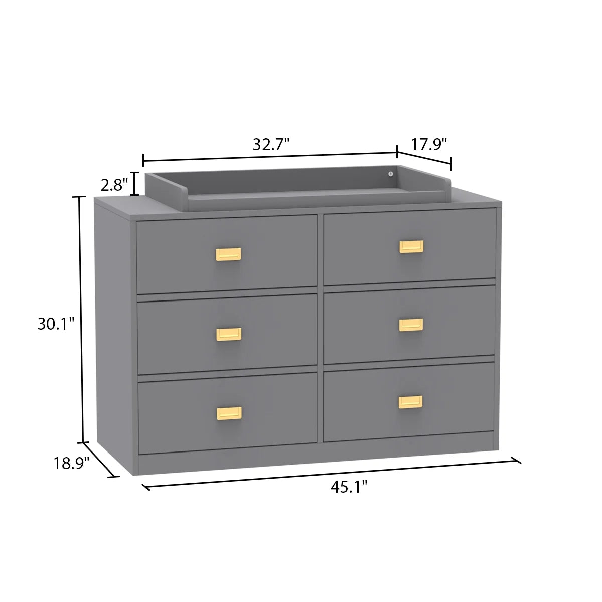 OXYLIFE 45" Baby Nursery Changing Table Dresser with 4 Drawers and Shelf for Nursery Room, White