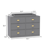OXYLIFE 45" Baby Nursery Changing Table Dresser with 4 Drawers and Shelf for Nursery Room, White
