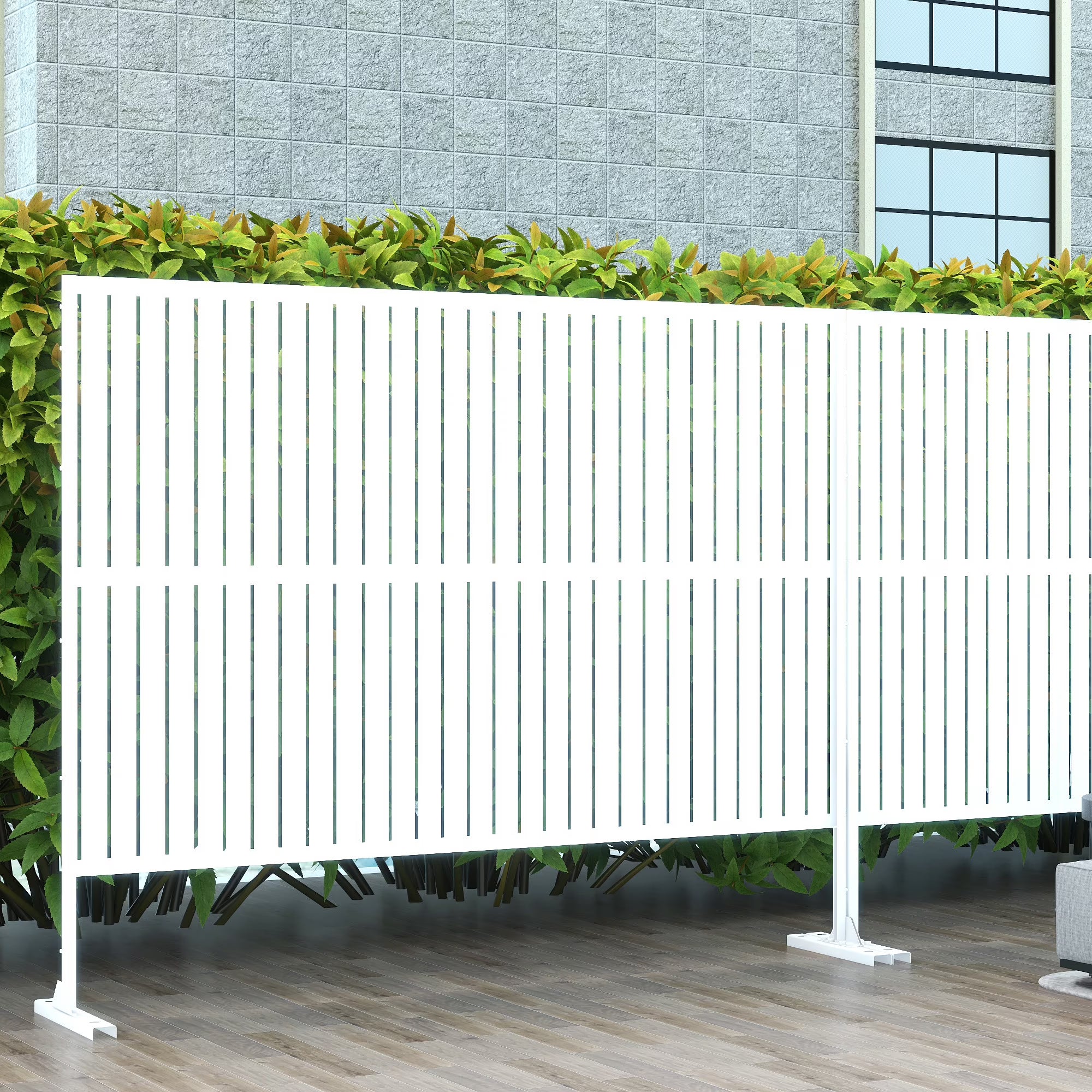 MAYEERTY 72*47" Outdoor Black Metal Privacy Panel Screen for Patio, Classic Louvered