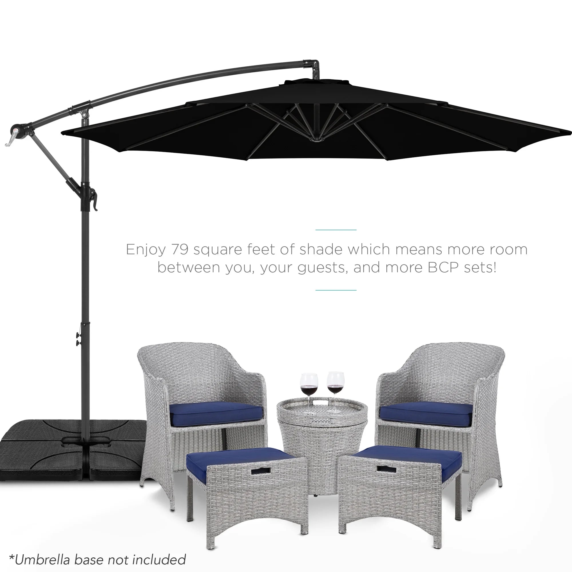 Best Choice Products 10ft Offset Hanging Outdoor Market Patio Umbrella w/ Easy Tilt Adjustment - Tan