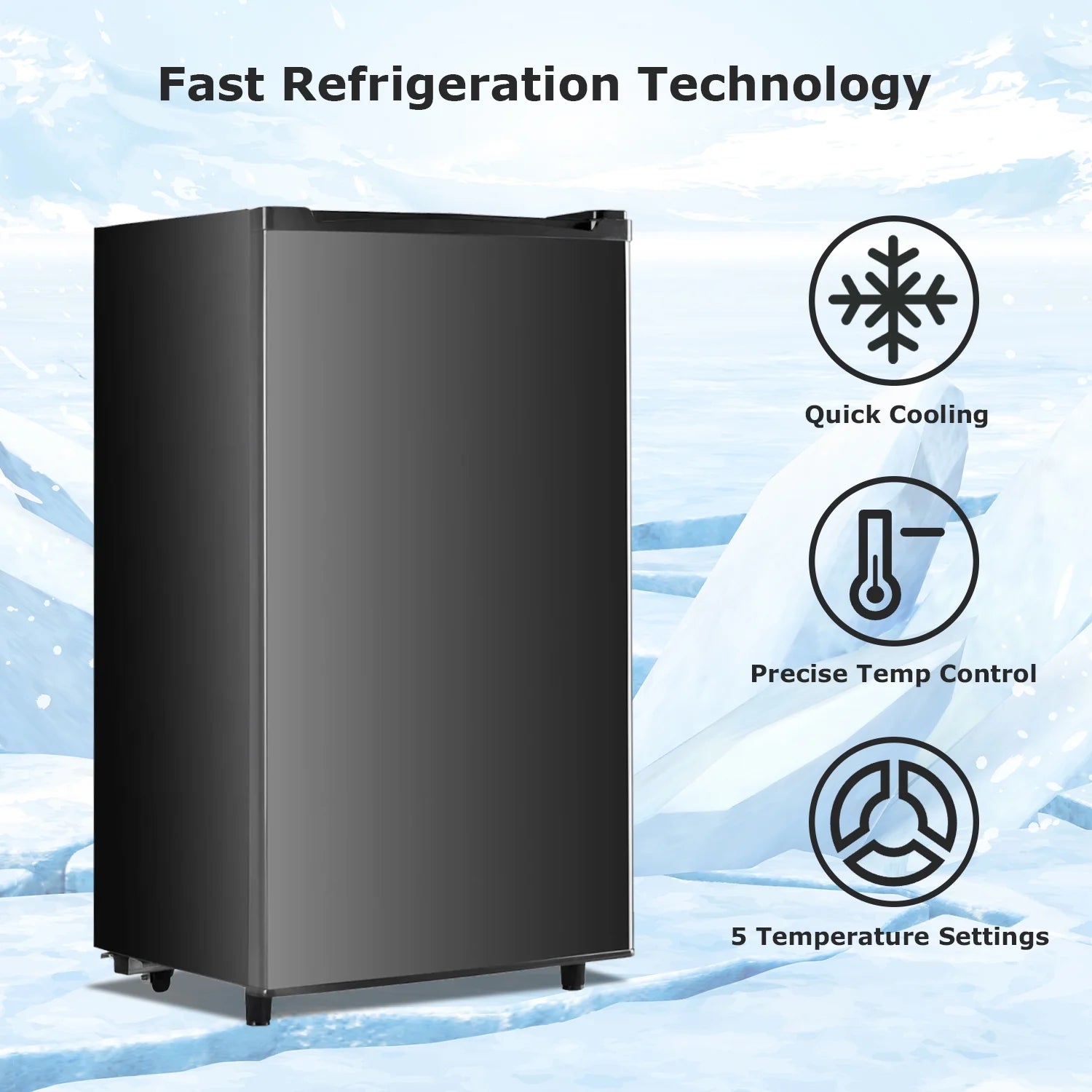 Beddle Mini Fridge with Freezer 3.2 Cu.ft Small Refrigerator for Dorm Bedroom, Compact Refrigerators Single Door Adjustable Thermostat Low Noise,Silver