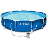 12 Ft x 30 Inches Metal Frame Set Above Ground Swimming Pool with Filter & Cover