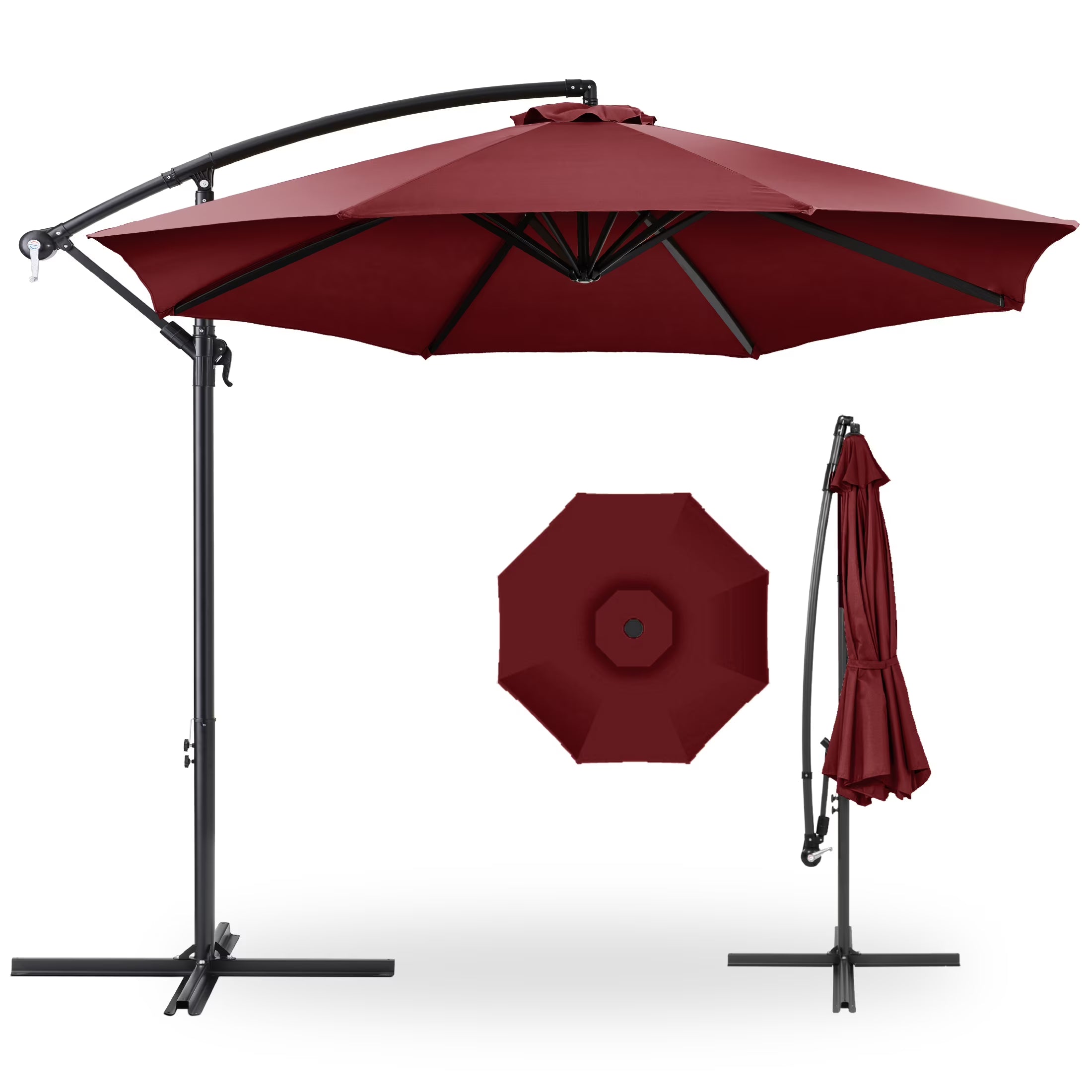 Best Choice Products 10ft Offset Hanging Outdoor Market Patio Umbrella w/ Easy Tilt Adjustment - Tan