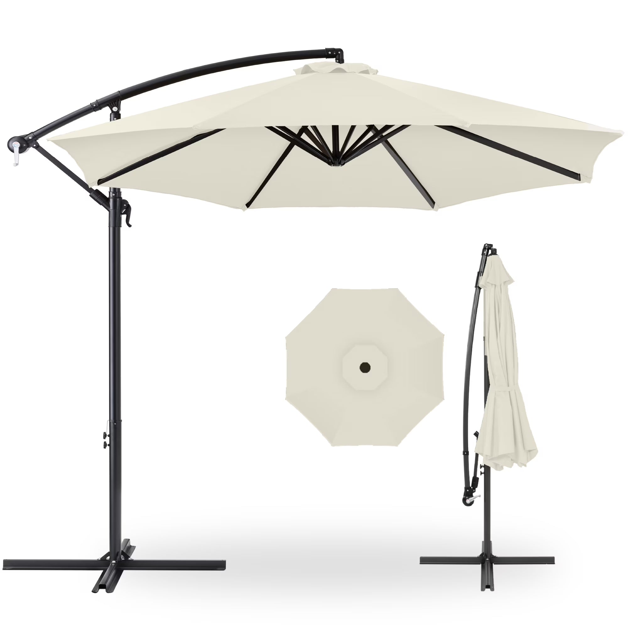 Best Choice Products 10ft Offset Hanging Outdoor Market Patio Umbrella w/ Easy Tilt Adjustment - Tan
