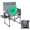 Portable Director Chair, Heavy Duty Camping Folding Chair with Compact Size with Side Pocket and Side Table, Support 400 lbs, Grey