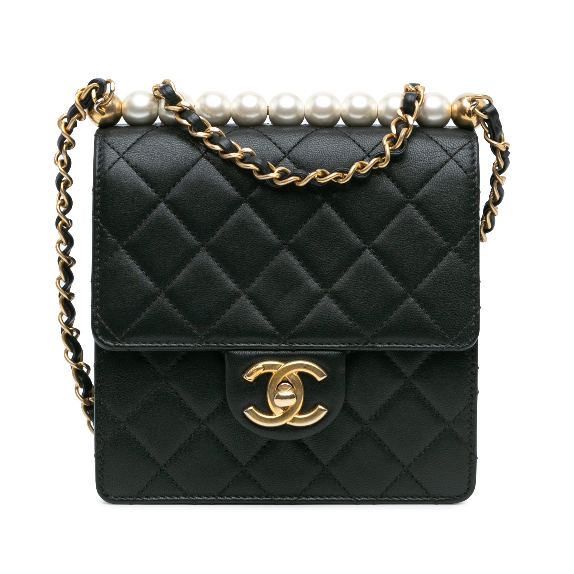Chanel Small Lambskin Chic Pearls Flap Black