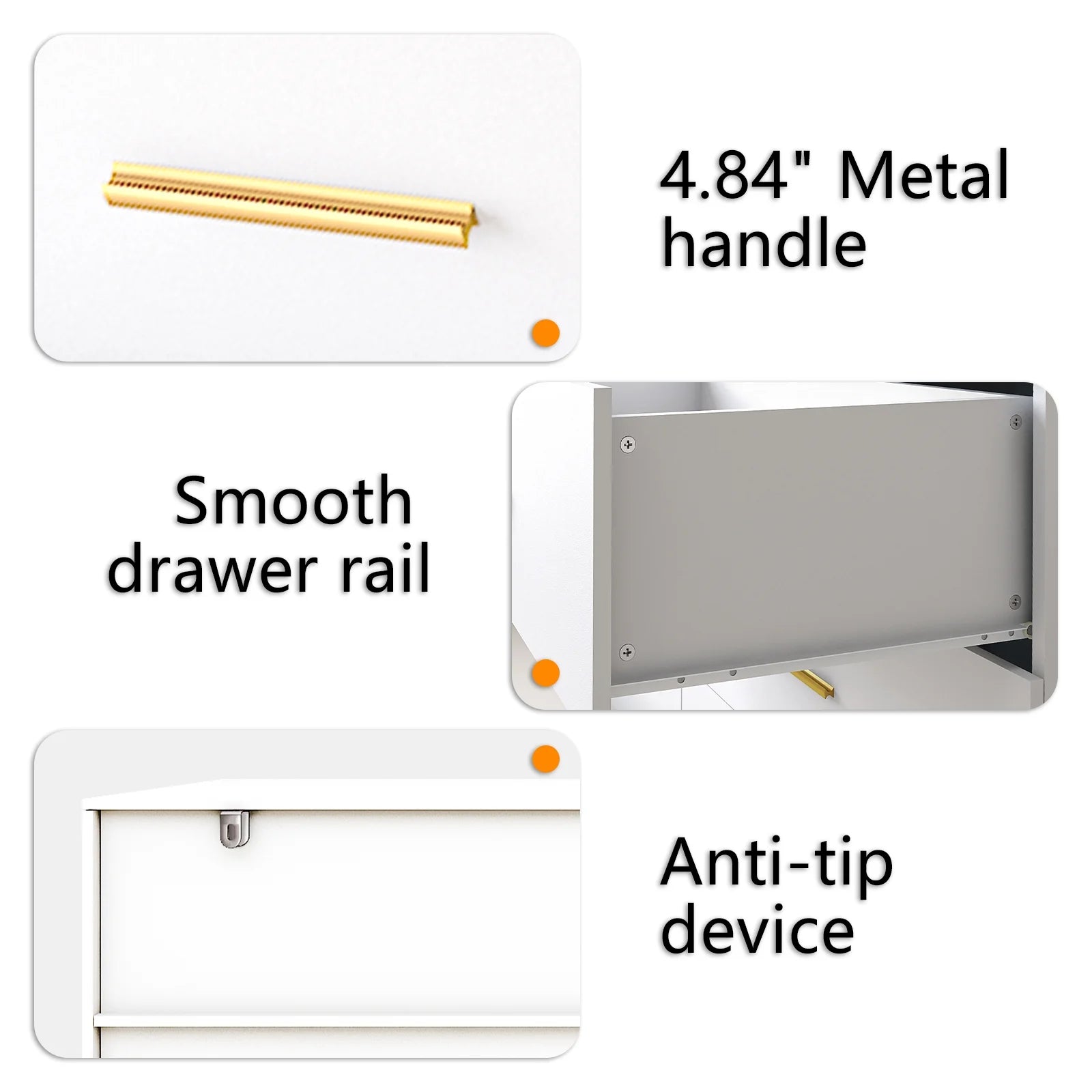 Ktaxon 6 Drawer Double Dresser Wood Dresser Storage Cabinet Drawer Organizer Chest Of Drawers, White