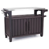 Unity XL Outdoor Durable Kitchen Rolling Bar Cart with Storage Cabinet, Brown