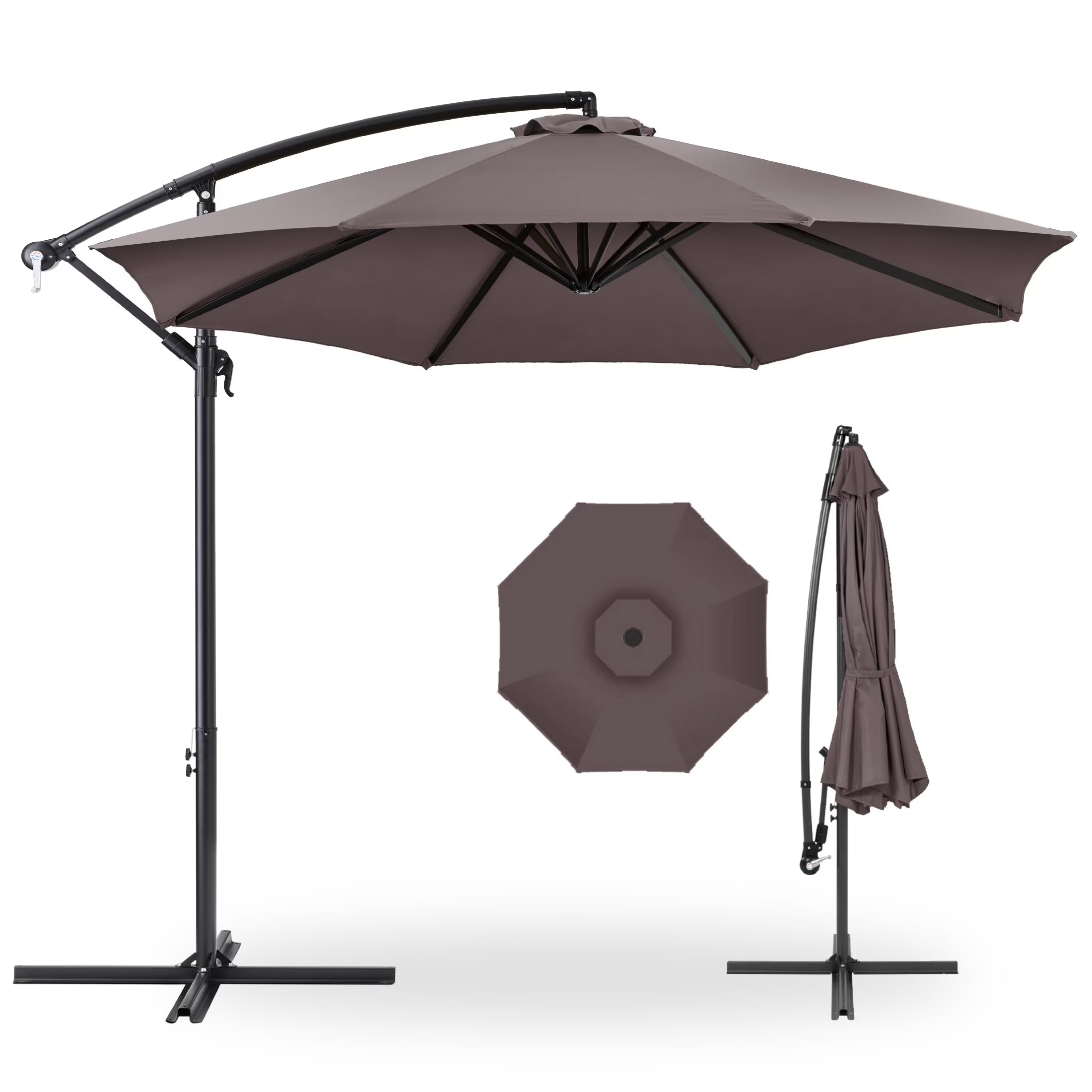Best Choice Products 10ft Offset Hanging Outdoor Market Patio Umbrella w/ Easy Tilt Adjustment - Tan