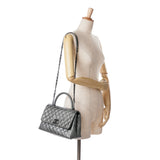 Chanel Small Quilted Aged Calfskin Coco Top Handle Bag Gray
