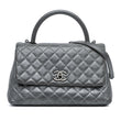 Chanel Small Quilted Aged Calfskin Coco Top Handle Bag Gray