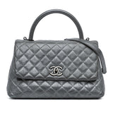 Chanel Small Quilted Aged Calfskin Coco Top Handle Bag Gray