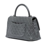 Chanel Small Quilted Aged Calfskin Coco Top Handle Bag Gray