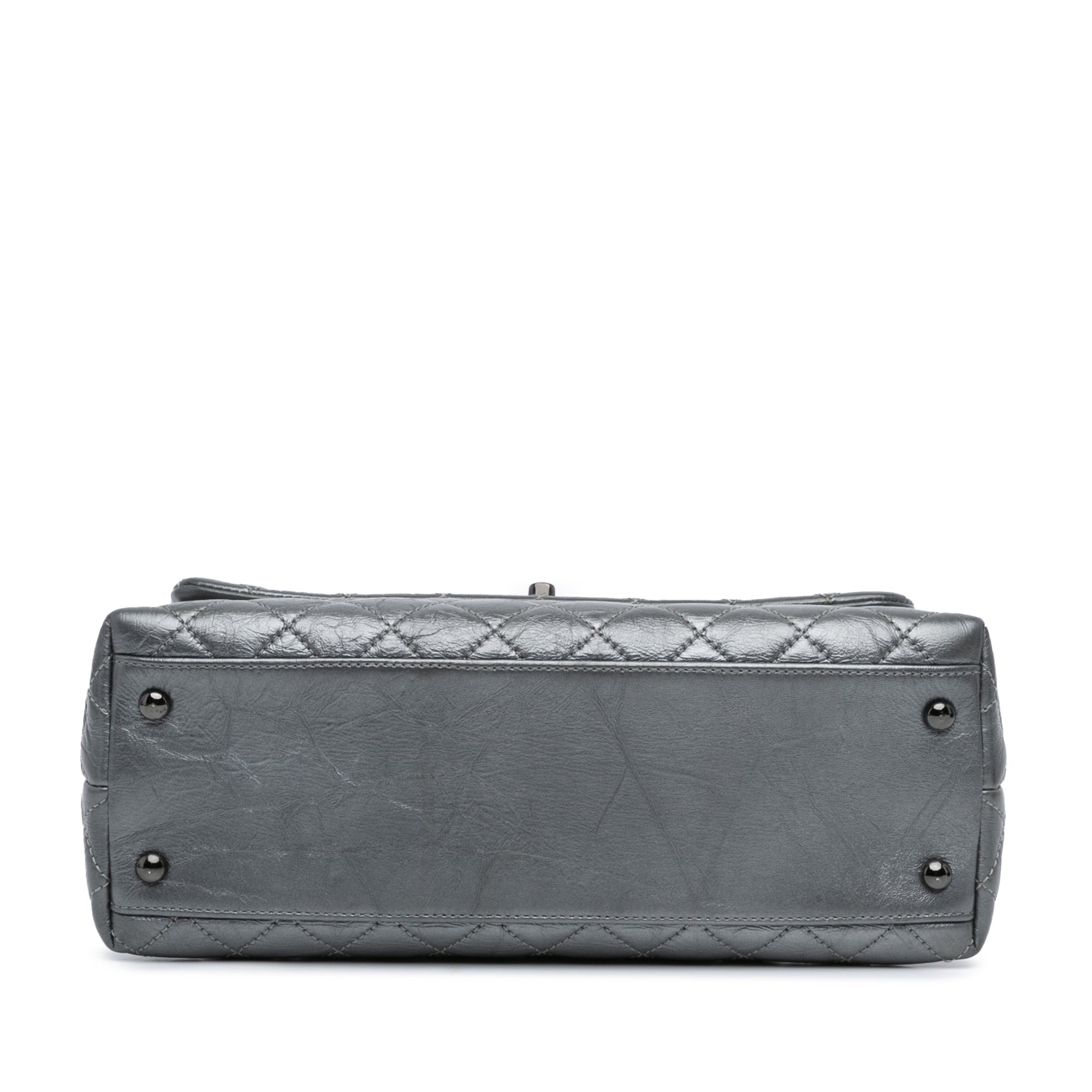 Chanel Small Quilted Aged Calfskin Coco Top Handle Bag Gray