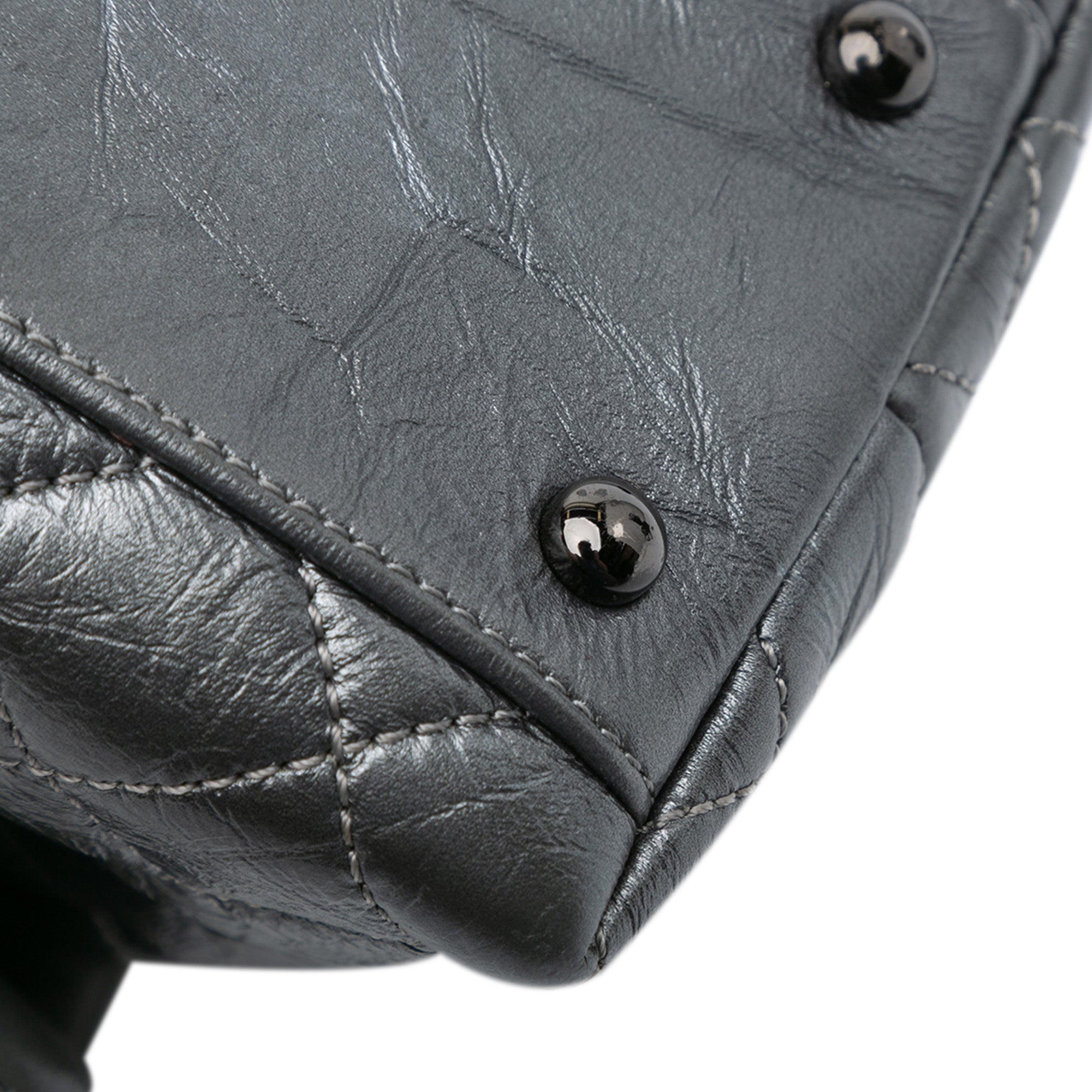 Chanel Small Quilted Aged Calfskin Coco Top Handle Bag Gray