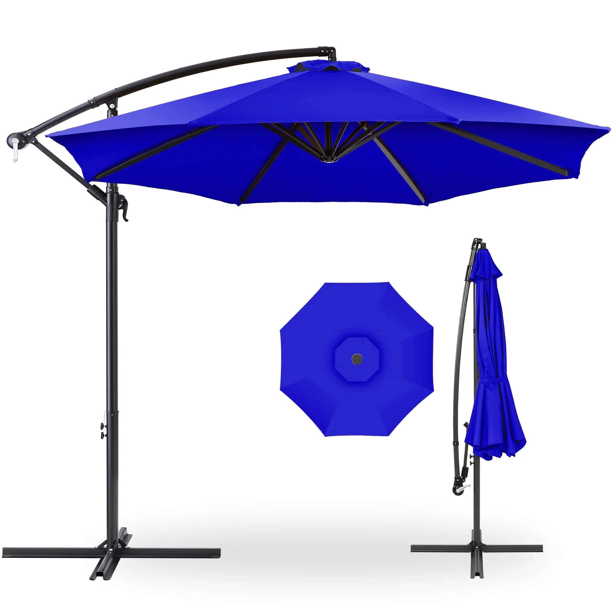 Best Choice Products 10ft Offset Hanging Outdoor Market Patio Umbrella w/ Easy Tilt Adjustment - Tan