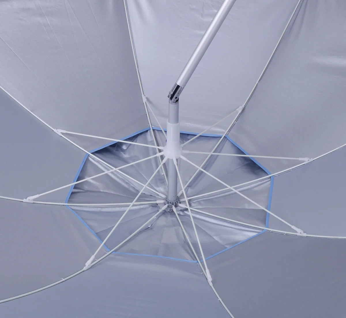 7 ft Fiberglass Tommy Bahama Beach Umbrella for Sand with Folding Anchor Base, Integrated Table, Telescopic Aluminum Pole, UPF 50+, Tilt