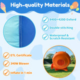 Mukidy 114''x 114'' x 92.5'' Inflatable Bounce Houses for Kids 3-10 with Blower Double Slide and Ball Pit/Indoor Bouncy House, PVC, Child, Teen, Toddler��Blue