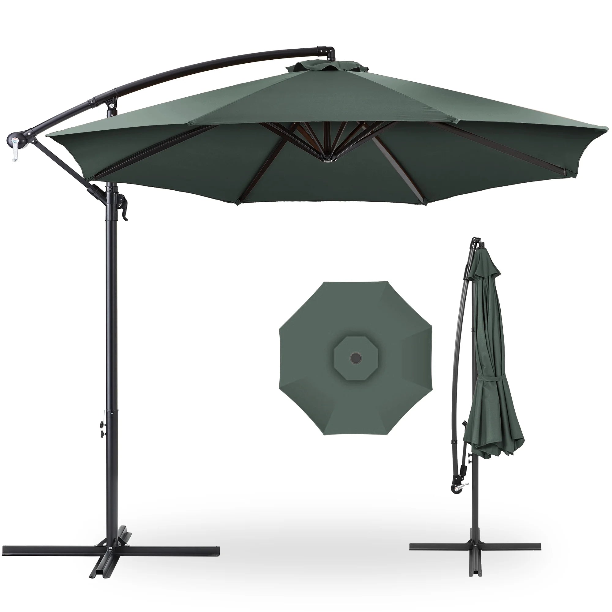 Best Choice Products 10ft Offset Hanging Outdoor Market Patio Umbrella w/ Easy Tilt Adjustment - Tan