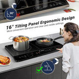 Aobosi Double Induction Cooktop with 2 Burners, 1800W Electric Stove Cooktop with Sensor Touch, 10 Temperature 9 Power Settings