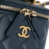 Chanel Small Lambskin Top Handle Vanity Bag Blue