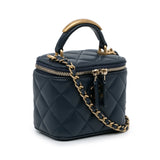 Chanel Small Lambskin Top Handle Vanity Bag Blue