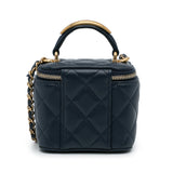 Chanel Small Lambskin Top Handle Vanity Bag Blue