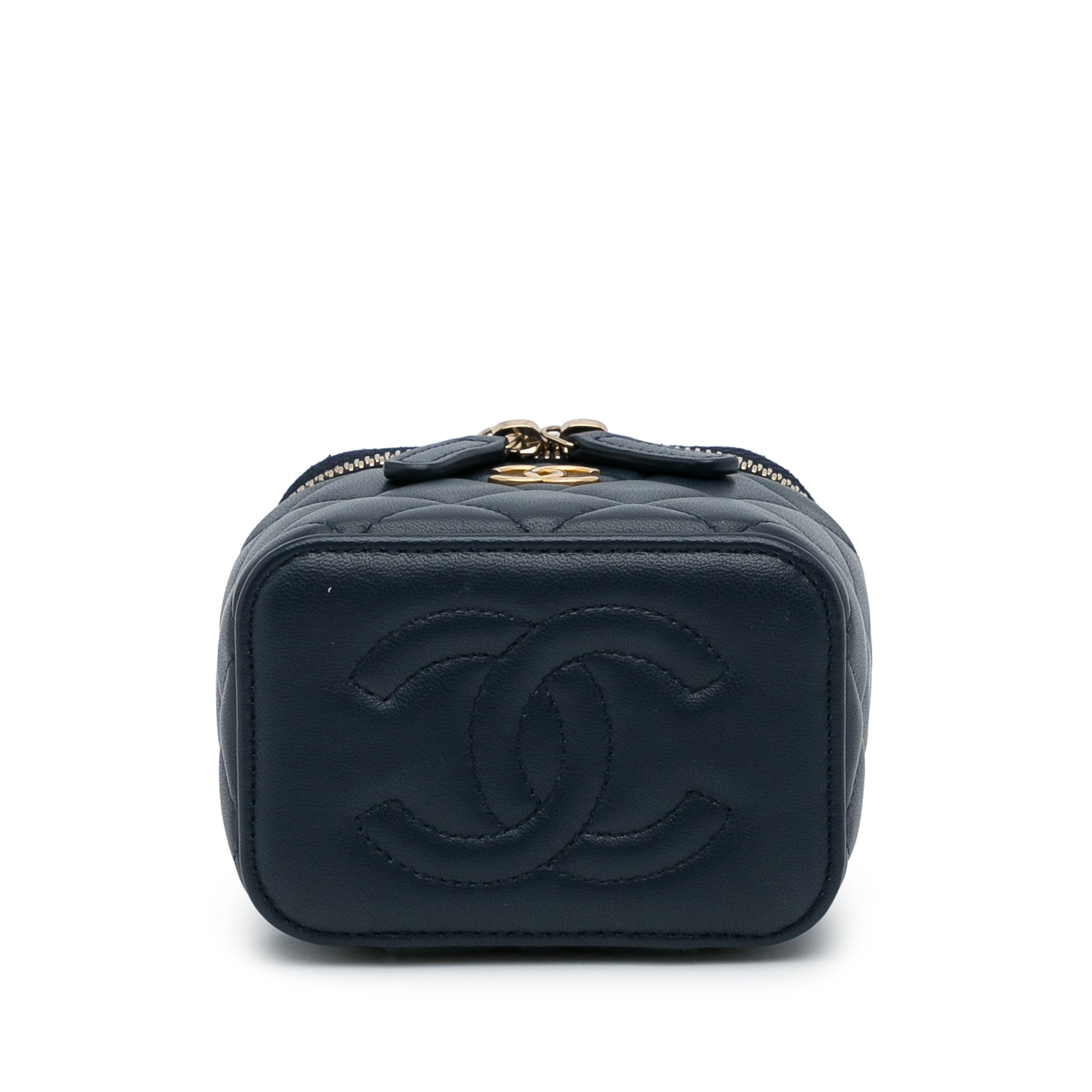 Chanel Small Lambskin Top Handle Vanity Bag Blue