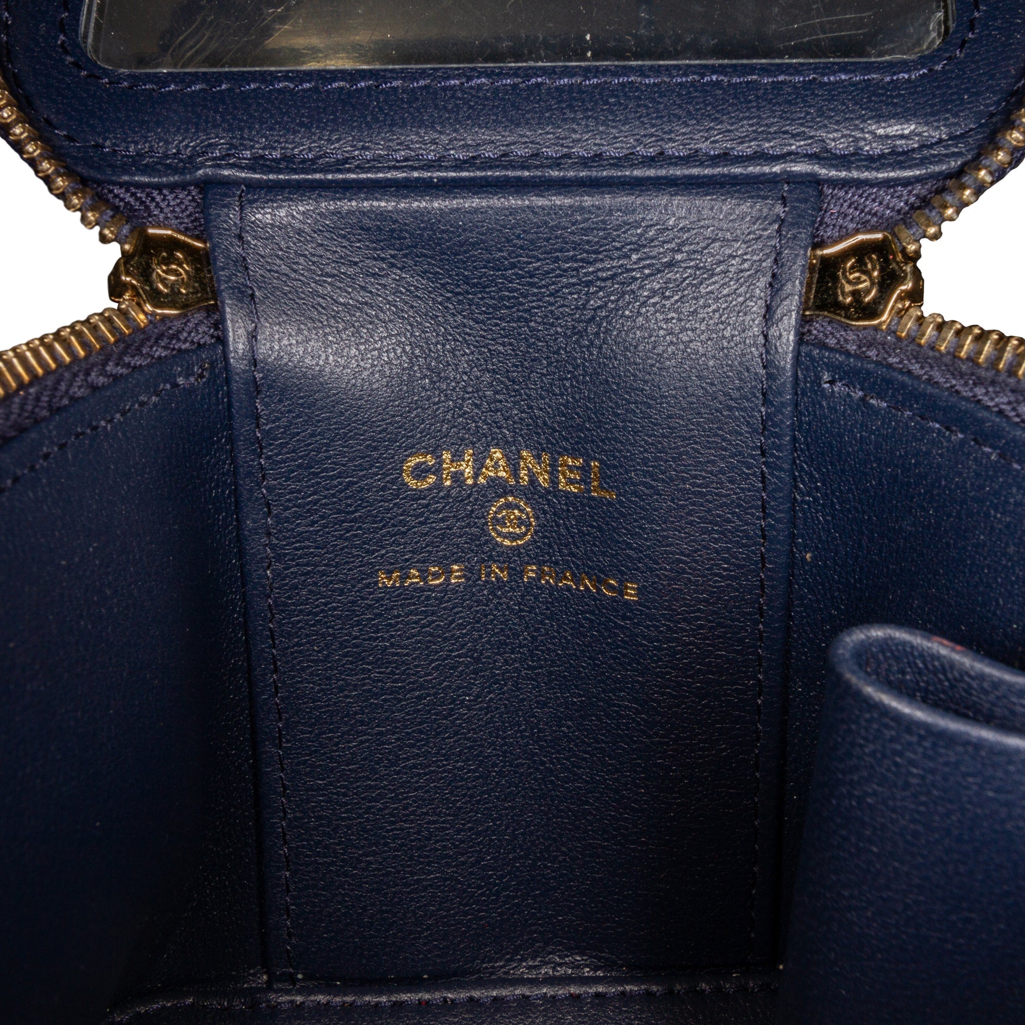 Chanel Small Lambskin Top Handle Vanity Bag Blue