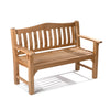 Hawthorne Grade A Teak 53" Bench, Seats 2 People Comfortably, Weather Resistant Indoor Outdoor Solid Wood Patio Furniture with Tightly Spaced Slats, Bowed Back, Armrests