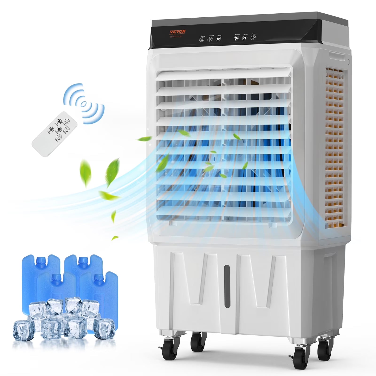 Evaporative Air Cooler, 2100 CFM, 135 Oscillating Swamp Cooler with Adjustable 3 Speeds and 12 H Timer, 7 Gal Portable Air Cooler for 750 Sq.ft, Indoor/Outdoor Use, FCC Listed