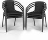 Outdoor Dining Chairs Set of 6, Wicker Patio Chairs with Metal Frame, Rattan Indoor-Outdoor Chairs for Bistro, Deck, Backyard, Porch, Restaurant Stack Chair 6 Pack (Black)