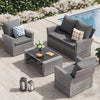 Wicker Patio Furniture Set, 4 Piece Outdoor Sectional Conversation Sets, Gray PE Rattan Patio Sofa Set for Balcony, Porch, Backyard, Grey