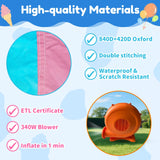 Mukidy 114''x 114'' x 92.5'' Inflatable Bounce Houses for Kids 3-10 with Blower Double Slide and Ball Pit/Indoor Bouncy House, PVC, Child, Teen, Toddler��Blue