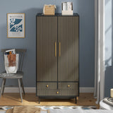 Armoire Wardrobe Closet, Closet Wardrobe Cabinet with Drawers and Hanging Rail for Bedroom, White