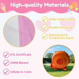 Mukidy 114''x 114'' x 92.5'' Inflatable Bounce Houses for Kids 3-10 with Blower Double Slide and Ball Pit/Indoor Bouncy House, PVC, Child, Teen, Toddler��Blue