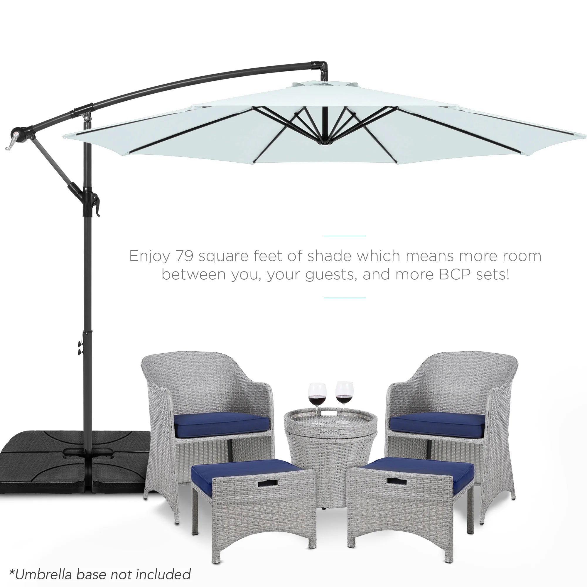 Best Choice Products 10ft Offset Hanging Outdoor Market Patio Umbrella w/ Easy Tilt Adjustment - Tan