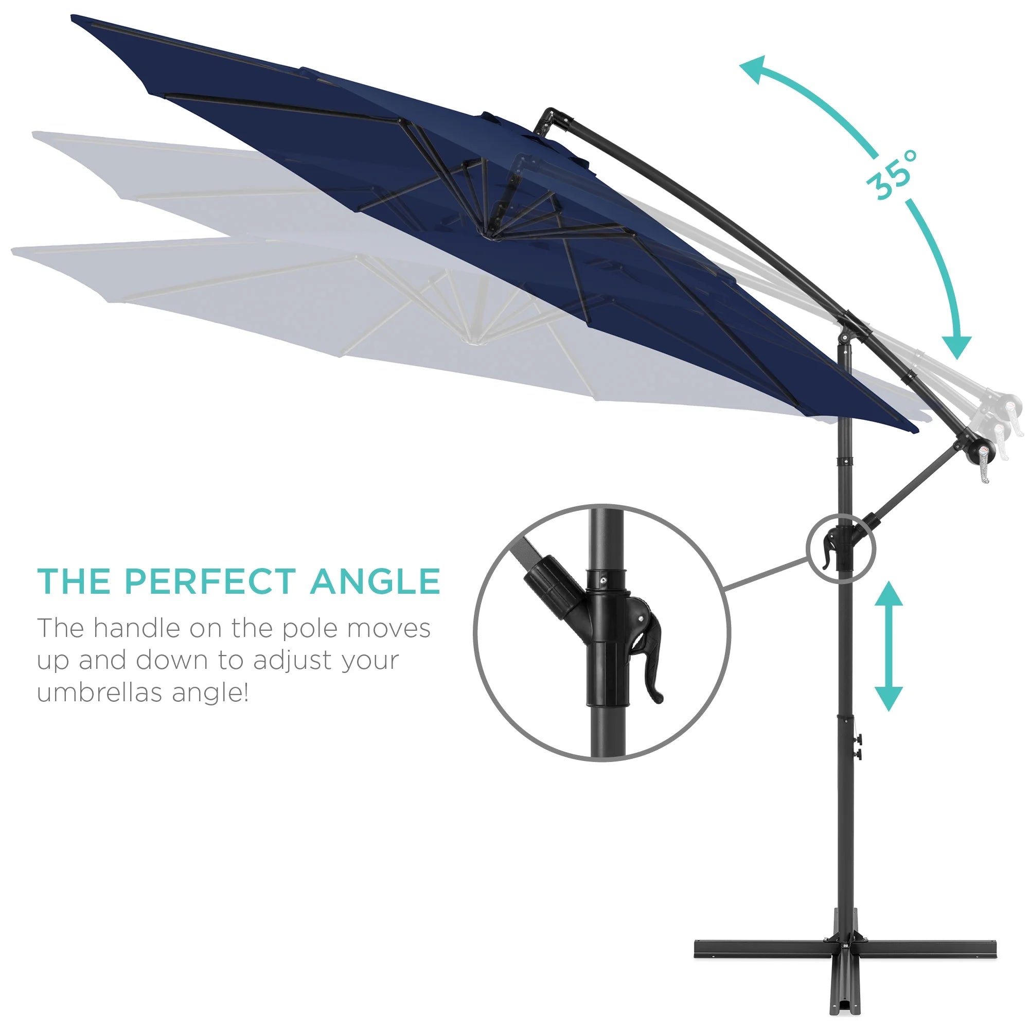 Best Choice Products 10ft Offset Hanging Outdoor Market Patio Umbrella w/ Easy Tilt Adjustment - Tan
