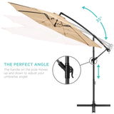 Best Choice Products 10ft Offset Hanging Outdoor Market Patio Umbrella w/ Easy Tilt Adjustment - Tan