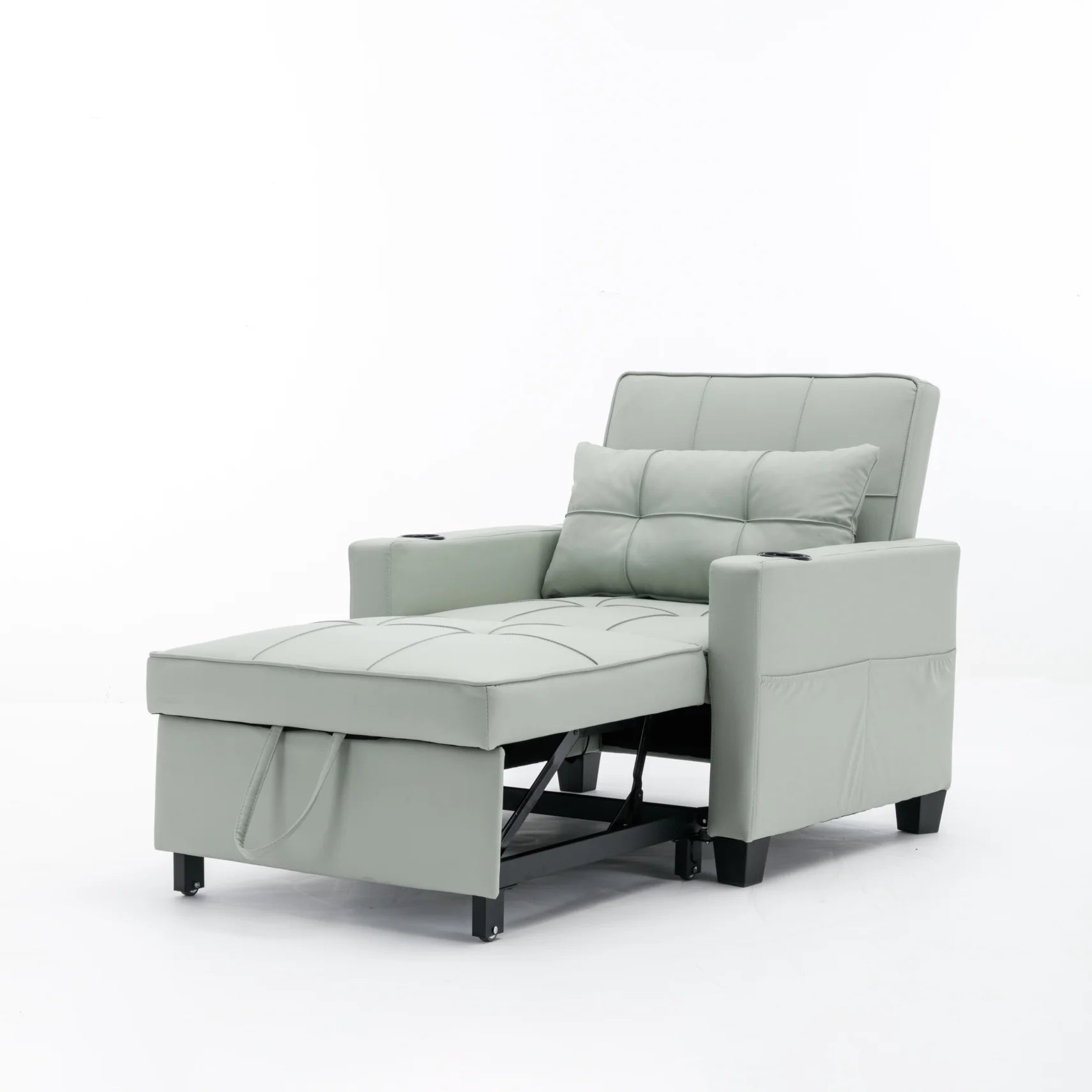 Convertible Futon Sofa Bed, 3-in-1 Multi-Functional Sleeper Chair Bed with USB Ports, Adjustable Backrest Recliner,for Living Room Bedroom Small Space, Tech Cloth, Dark Grey
