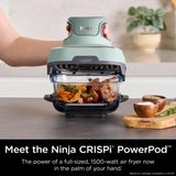 Ninja Crispi 4-in-1 Portable Glass Air Fryer Cooking System, 4-Qt & 6-Cup Containers, Cyberspace