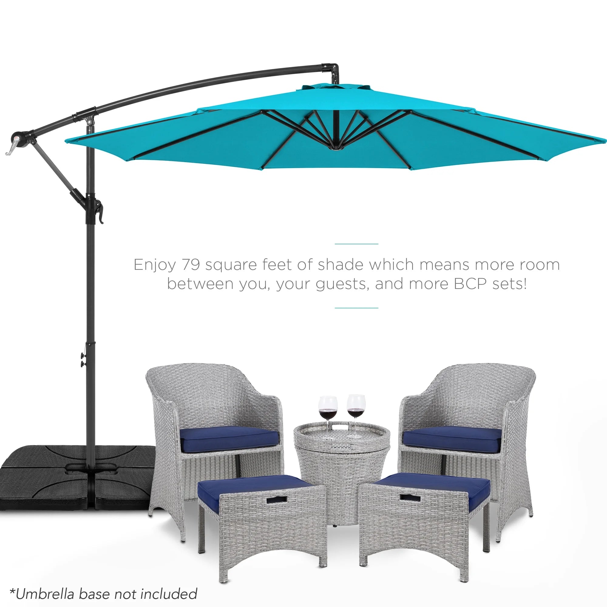 Best Choice Products 10ft Offset Hanging Outdoor Market Patio Umbrella w/ Easy Tilt Adjustment - Tan