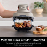 Ninja Crispi 4-in-1 Portable Glass Air Fryer Cooking System, 4-Qt & 6-Cup Containers, Cyberspace